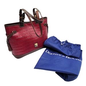 Vintage Croc Embossed Leather Tassel Tote Dooney & Bourke
